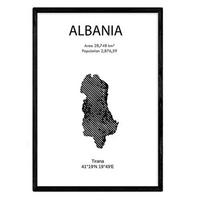 POSTER Länder & Kontinente Albanien A3 Schwarzer Rahmen - Schwarz, Papier (29.7/5/42cm) - Nacnic