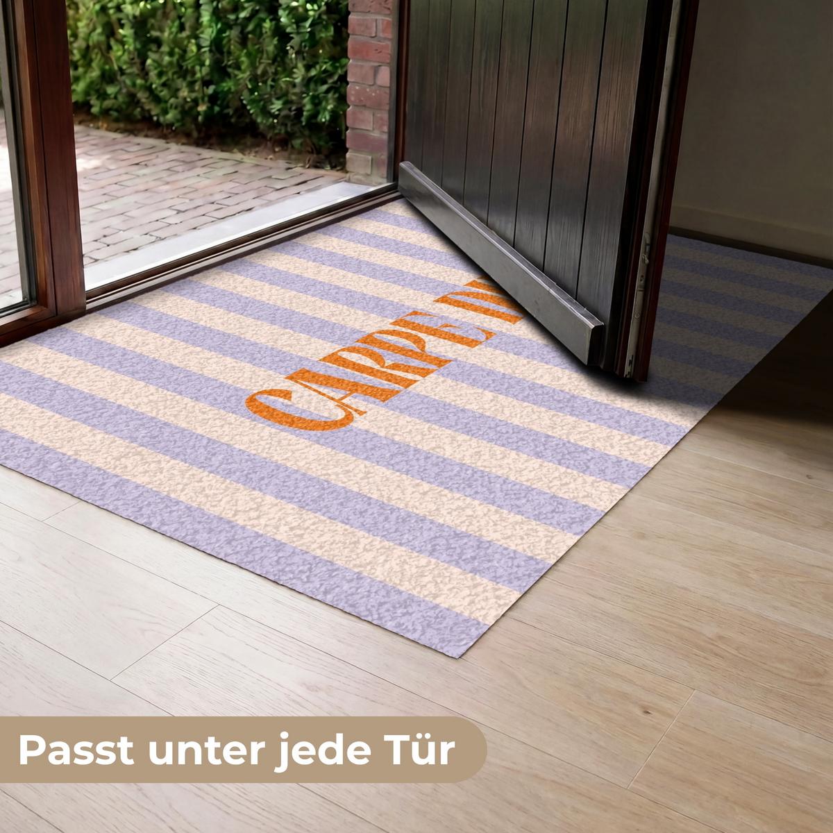 FUSSMATTE Lila – Orange – Streifen – Carpe Diem 120x80 cm - Flieder, Kunststoff (120/0.4cm) - MuchoWow