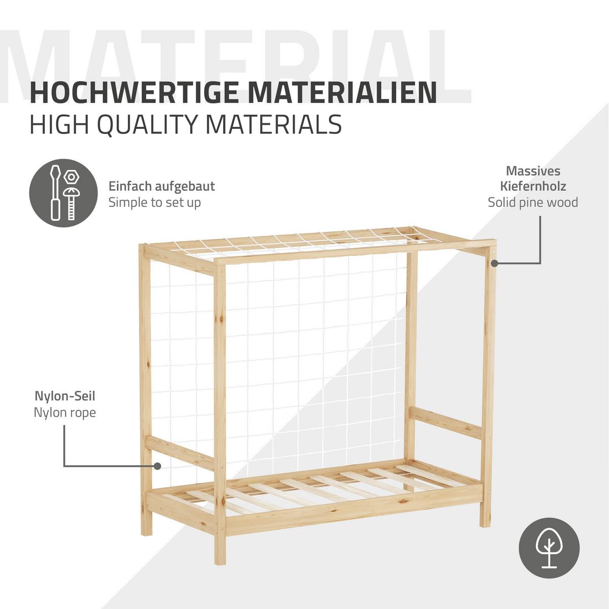 KINDERBETT Fußballtor 70x140 cm Natur - Hellbraun, Holz (70/140cm) - ML-DESIGN
