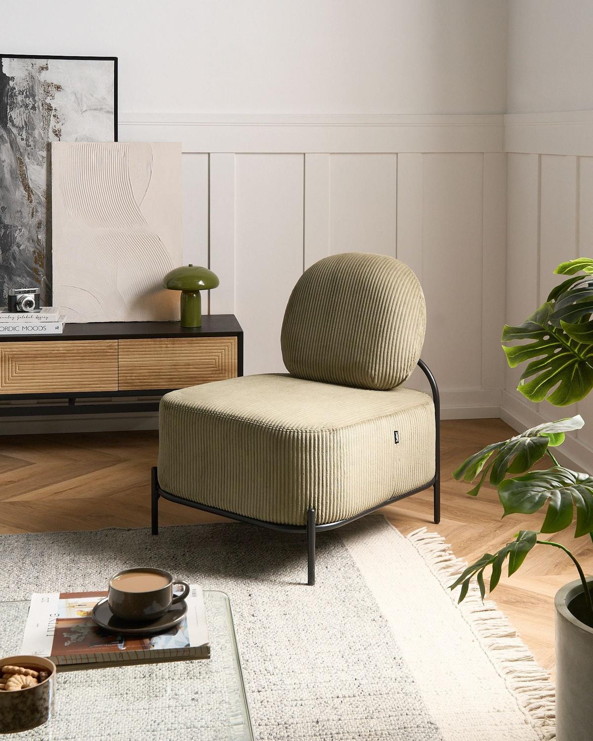 SESSEL Cord Grün Lunde - Grün, Textil (67/81/74cm) - Beliani