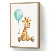 NACHTTISCHLAMPE MIT AKKU Giraffe - Baby - Tiere - Blauer Ballon 40x60 cm - Weiß, Holzwerkstoff (8/40/60cm) - OnlyWow