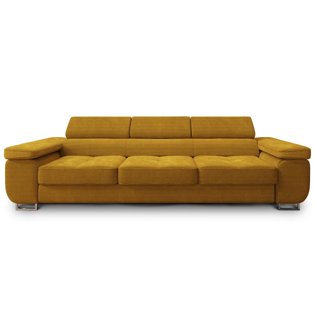 BETTSOFA MOSINE Gelb Kordstoff mit Schlaffunktion - Hellbraun/Gelb, Textil (281/87/98cm) - MASSENO