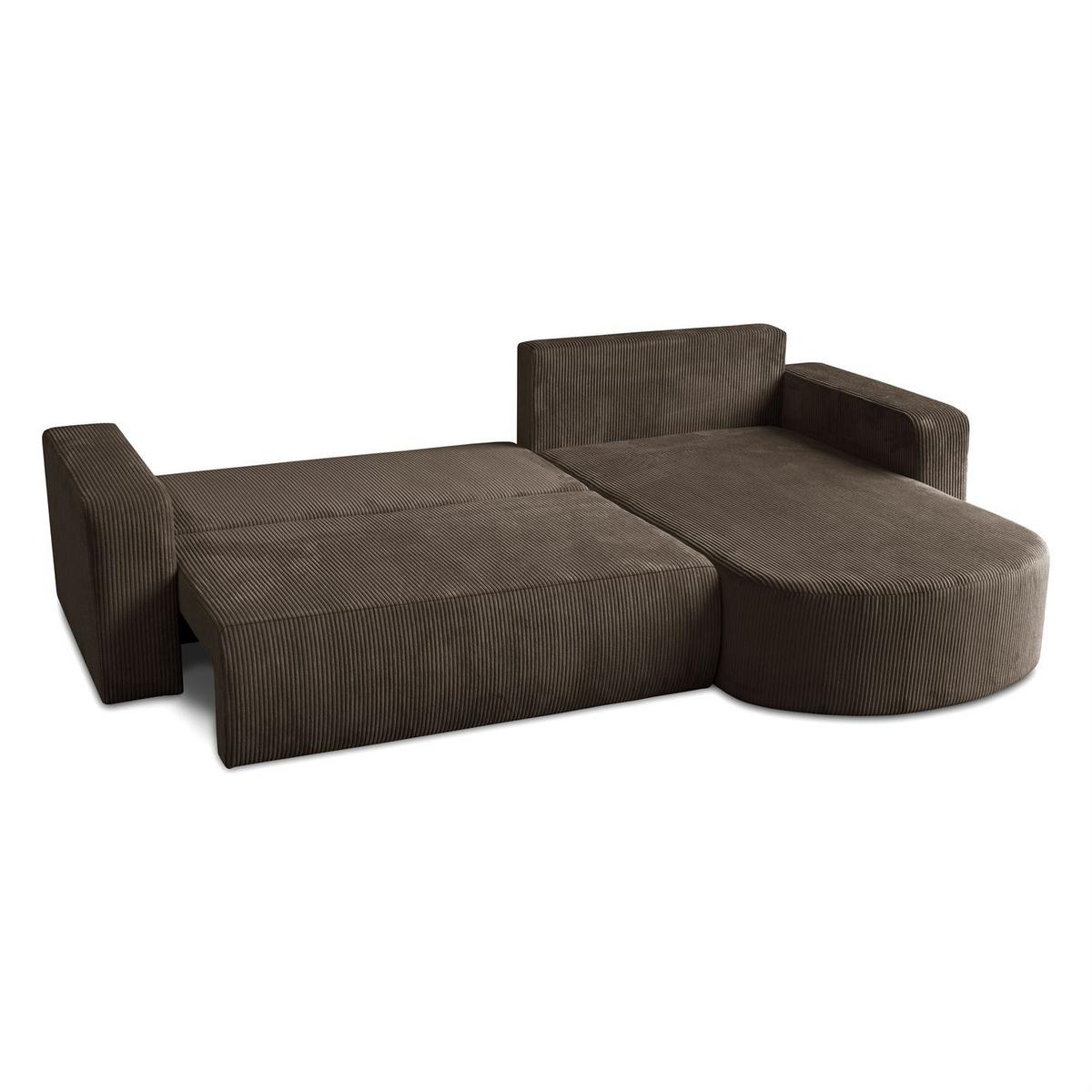 ECKSOFA SOPRANO mit Schlafunktion und Stauraum POSO 06 - Dunkelbraun, Textil (271/175cm) - Lookway