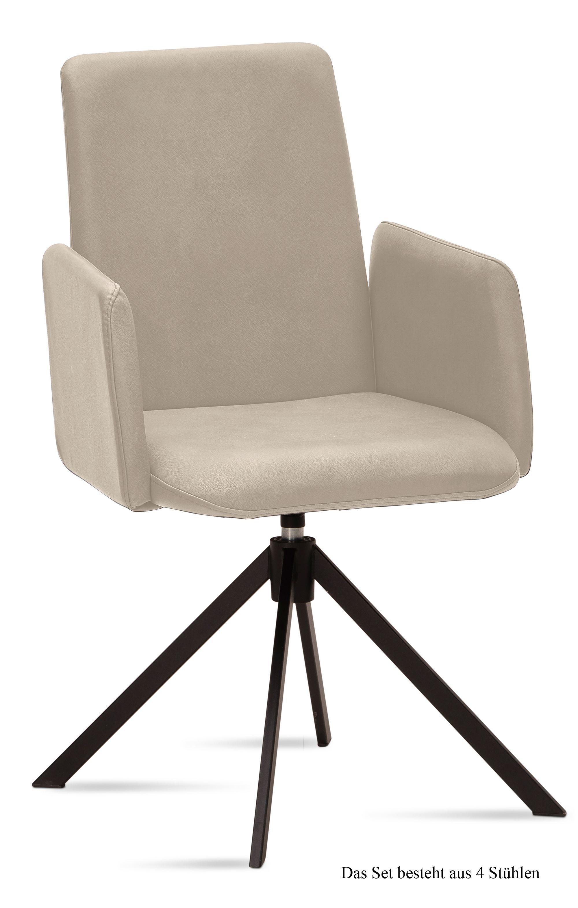 ARMLEHNSTUHL drehbar (4er-Set) Deasia 52x92x60 Schwarz/Natur - Schwarz/Naturfarben, Kunststoff (60/92/52cm) - 58aufmkessel