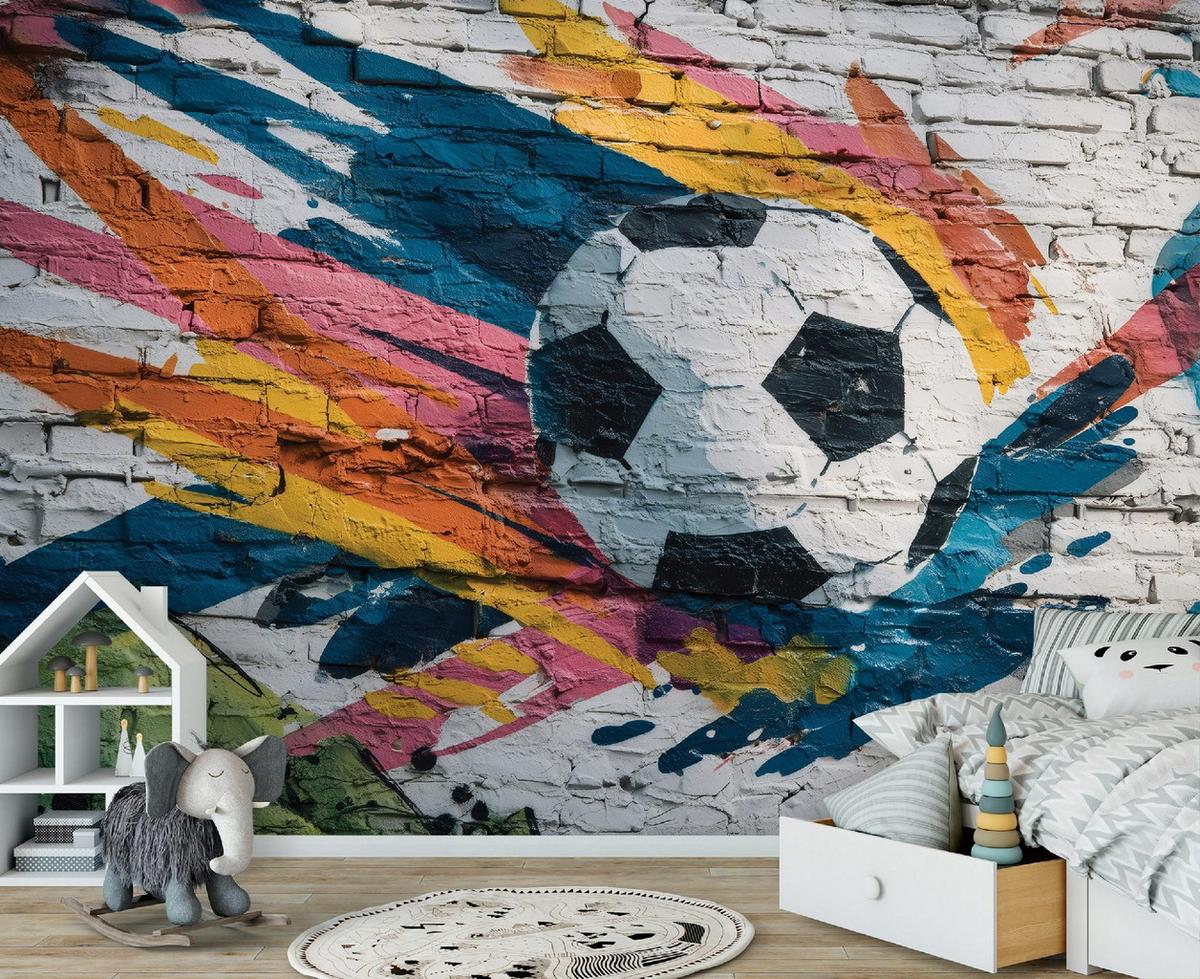 FOTOTAPETE Jungen Fußball Bunt 150x105 cm - Multicolor, Papier (150/105cm) - Wallarena