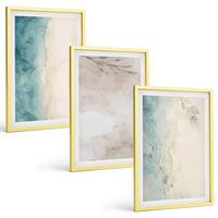 BILDER SET 3er Set - 40x60 cm Goldrahmen - Feine Aquarelltexturen - Goldfarben, Kunststoff (40/60cm) - TULUP