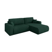 ECKSOFA mit Schlaffunktion Ottomane Rechts BERY-L 276x193x88 Grün Velours - Schwarz/Grün, Holzwerkstoff/Kunststoff (276/193cm) - ALTDECOR