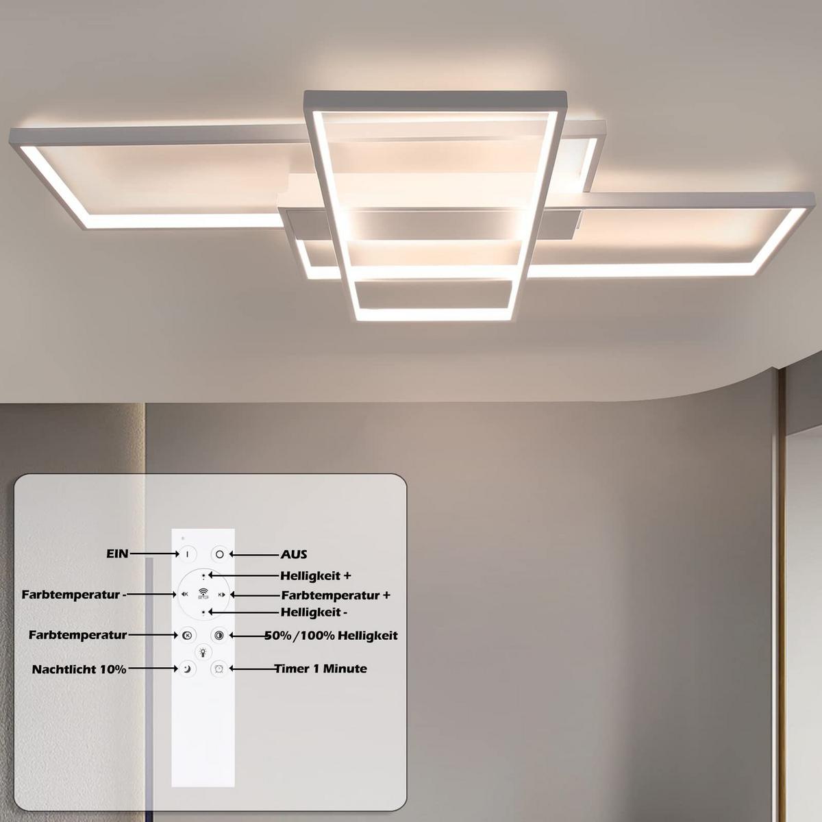 LED-DECKENLEUCHTE Schwarzgrimm 70/8/100 cm - Weiß, Metall (100/70/8cm) - ZMH