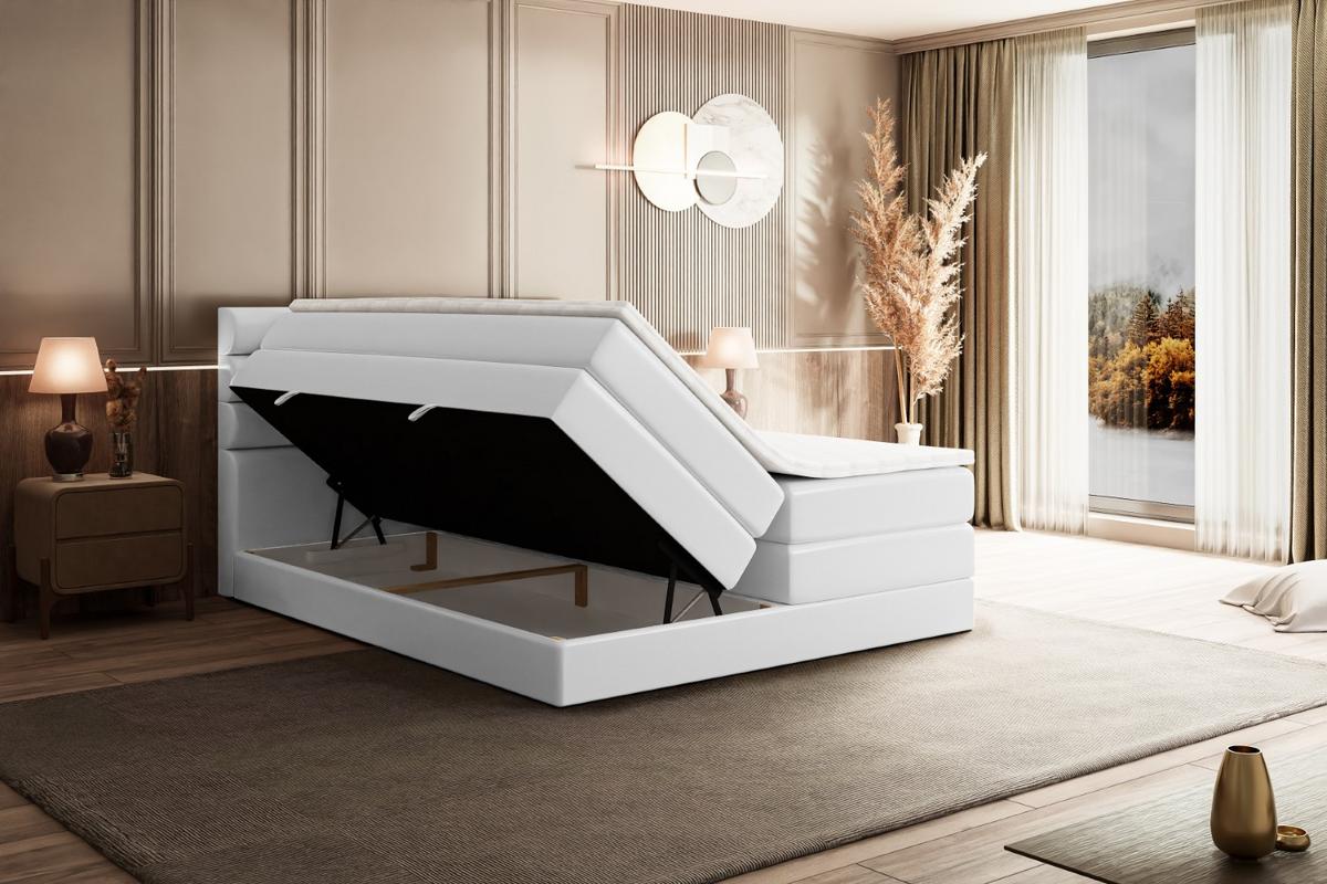 BOXSPRINGBETT CELESTIA KING - 140x200 - H3/H4 - Weiß Hochglanz - Weiß Hochglanz, Holzwerkstoff (140/200cm) - ALTDECOR