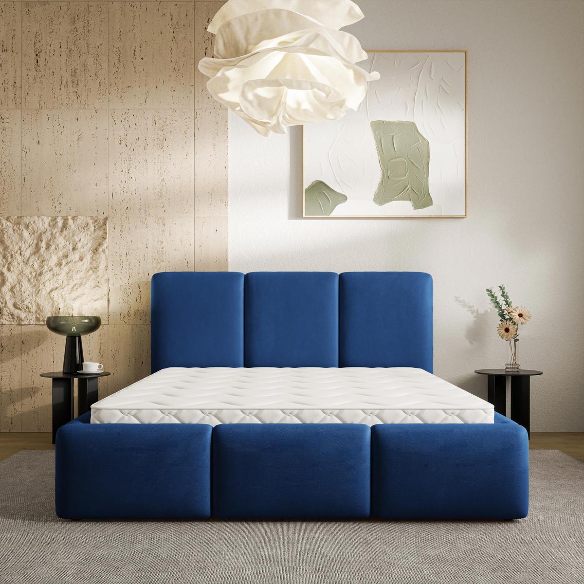 POLSTERBETT ARSIL 140x200 cm mit Bettkästen - Blau - Blau, Holz/Textil (140/200cm) - MASSENO