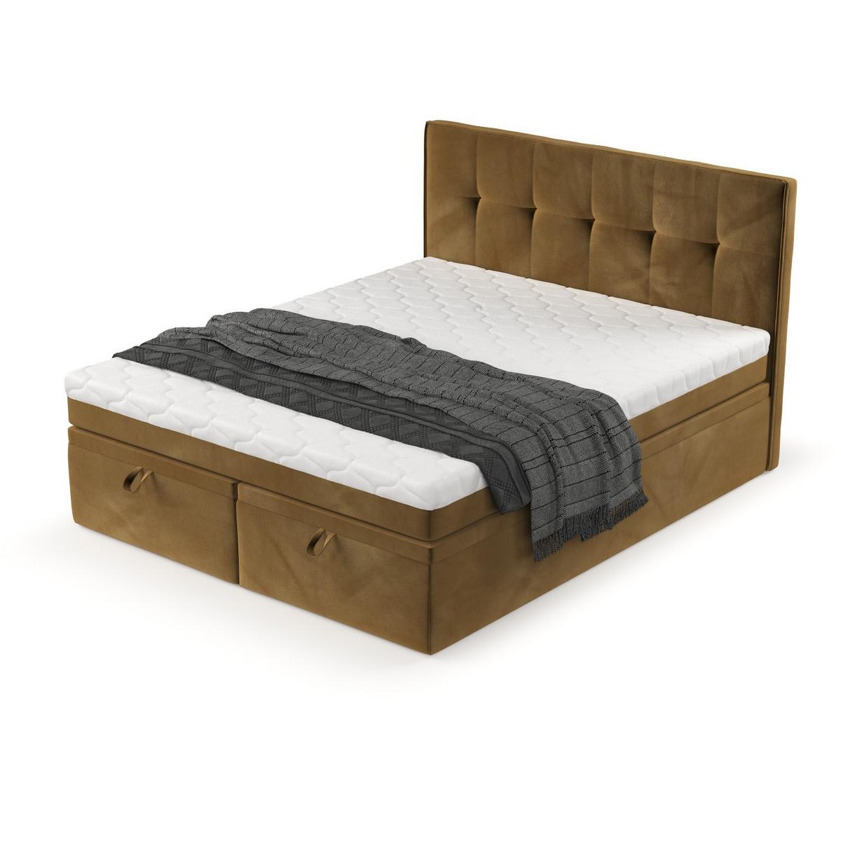 BOXBETT Arivo 160/200 cm Honiggelb im Kronos Stoff - Schwarz/Honig, Holz/Holzwerkstoff (160/200cm) - AltaBeds