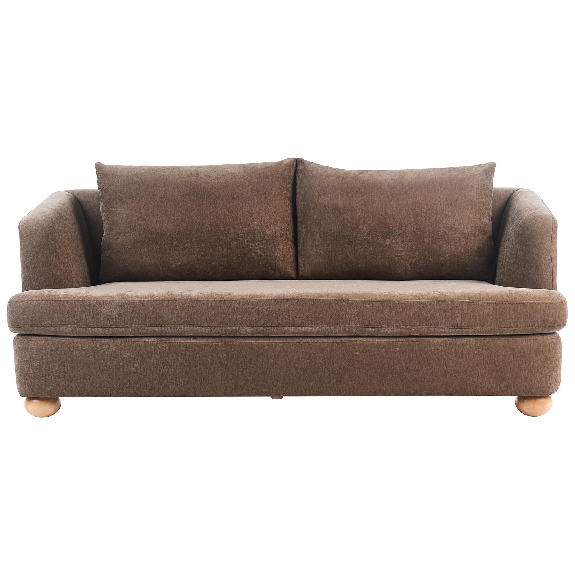 3-SITZER-SOFA Chenillegewebe Braun Rattvik - Hellbraun, Textil (198/86/82cm) - Beliani