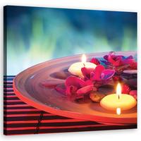 WANDBILD schwebende blüten und zen steine - Rot, Textil (40/40cm) - Feeby