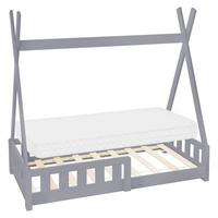 KINDERBETT Tipi mit Matratze 70x140 cm Hellgrau - Hellgrau, Holz (70/140cm) - ML-DESIGN