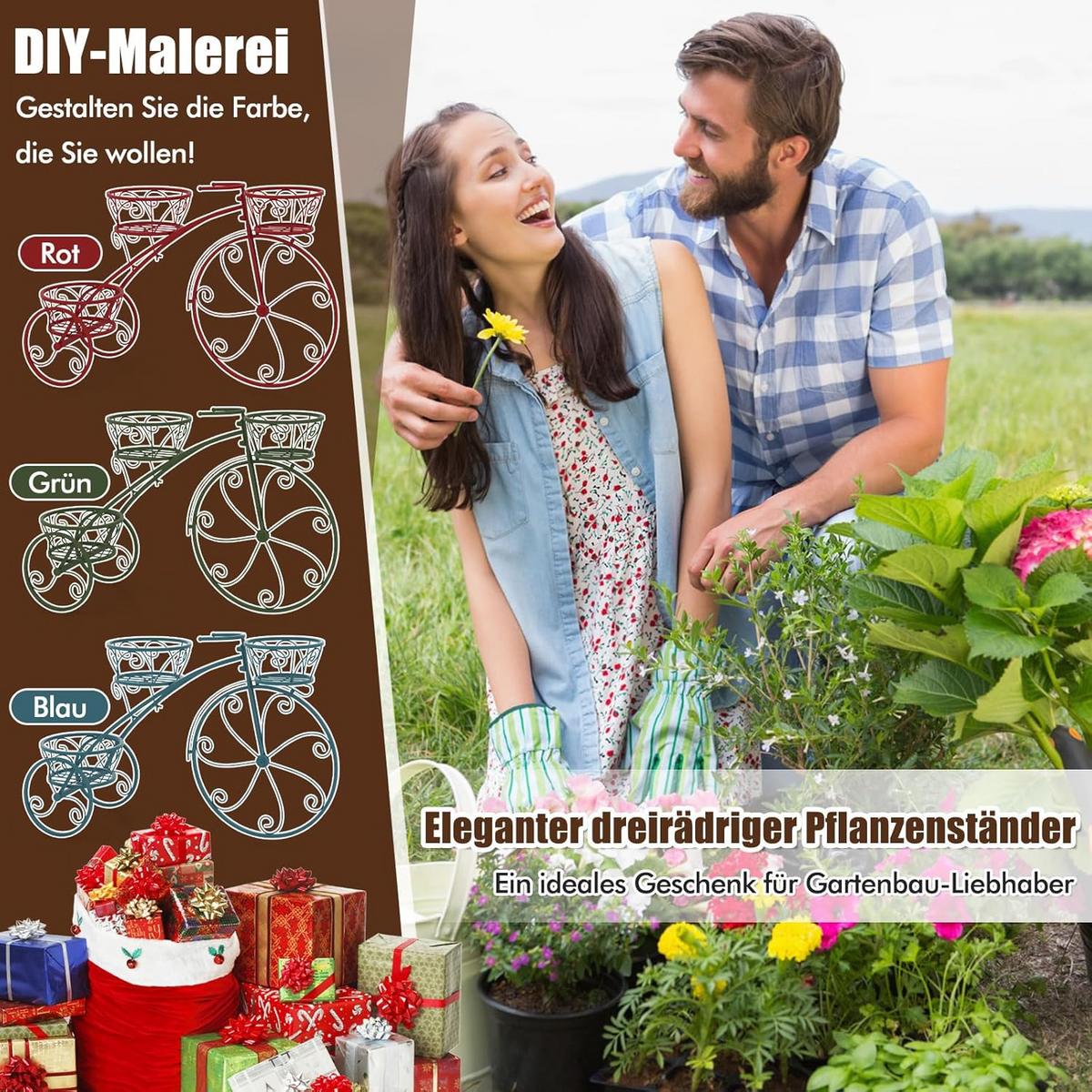 BLUMENSTÄNDER Schwarz - Schwarz, Metall (85/50/25cm) - COSTWAY
