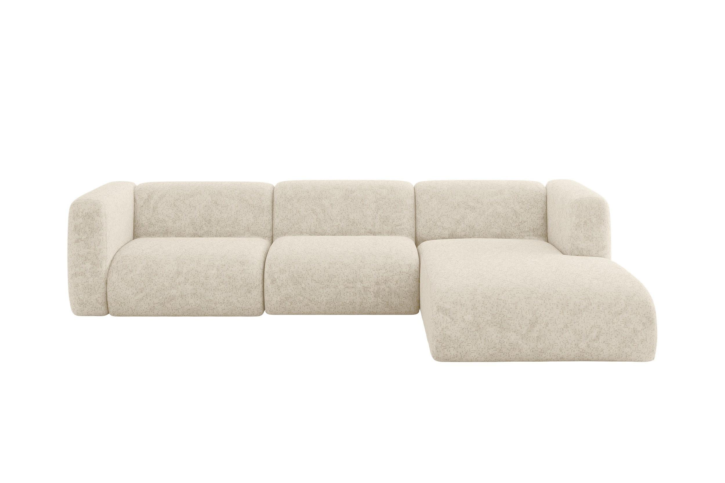 ECKSOFA Ottomane Rechts MIRA-L2 318x179x89 Creme Velours - Creme/Schwarz, Holzwerkstoff/Kunststoff (318/179cm) - ALTDECOR