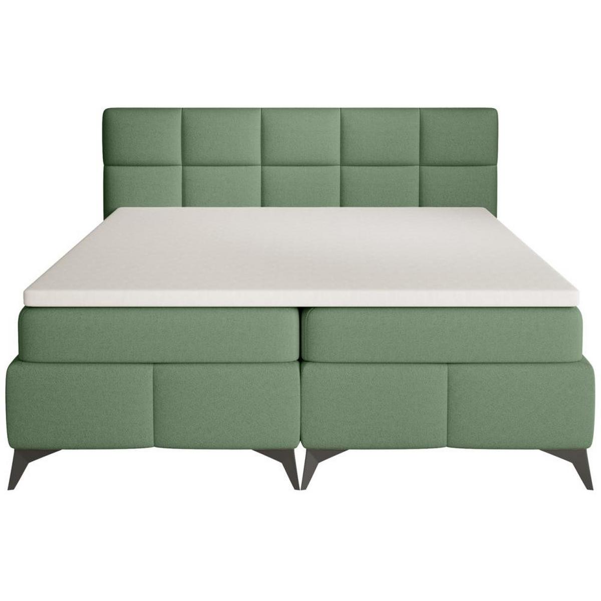BOXBETT Solido mit Bettkasten 180x200 cm grün - Schwarz/Grün, Textil/Metall (180/200cm) - Beautysofa