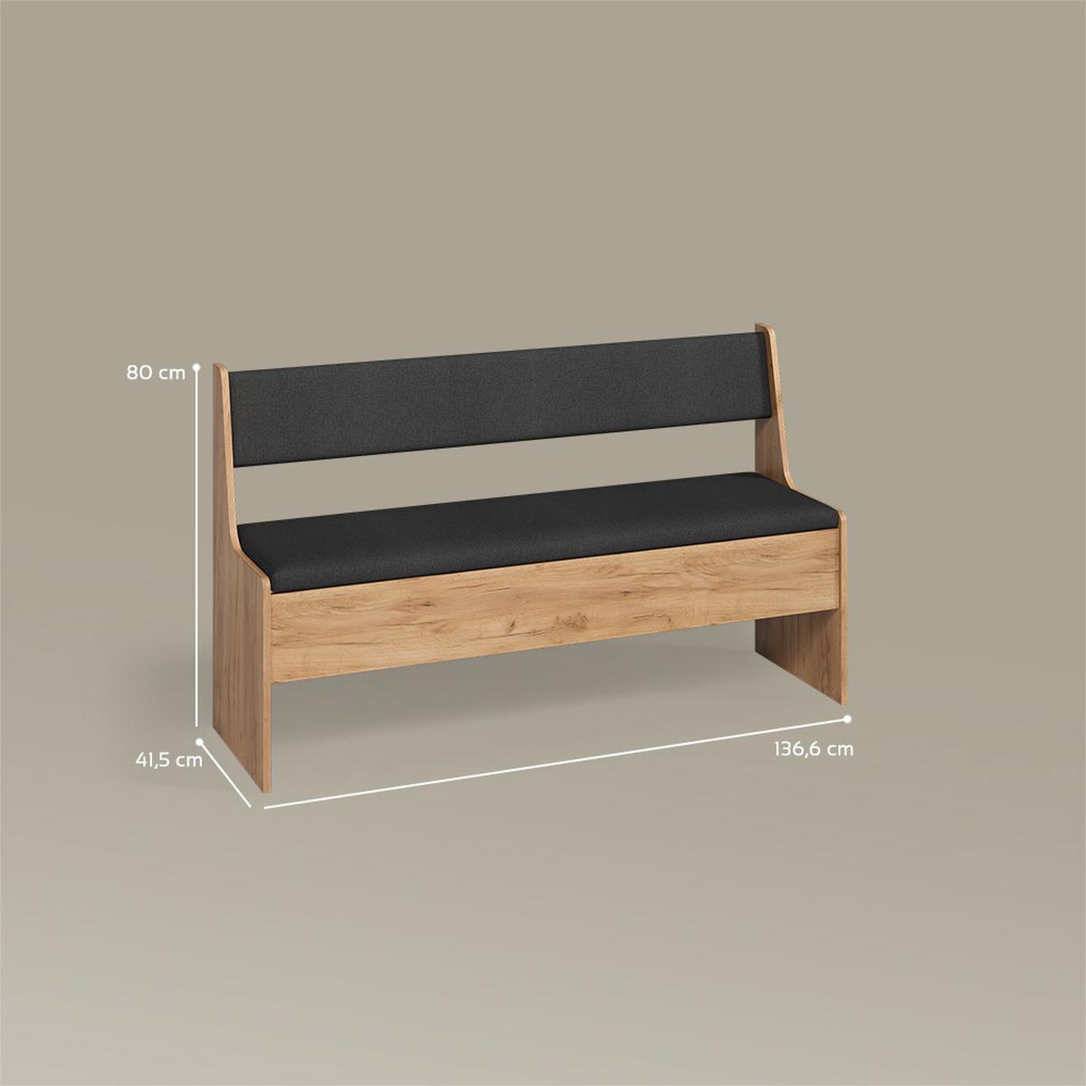 ESSZIMMER-BANK Tiberio Sandeiche 41.5 x 136.6 cm - Sonoma Eiche, Holzwerkstoff (41.5/80/136.6cm) - Livinity®