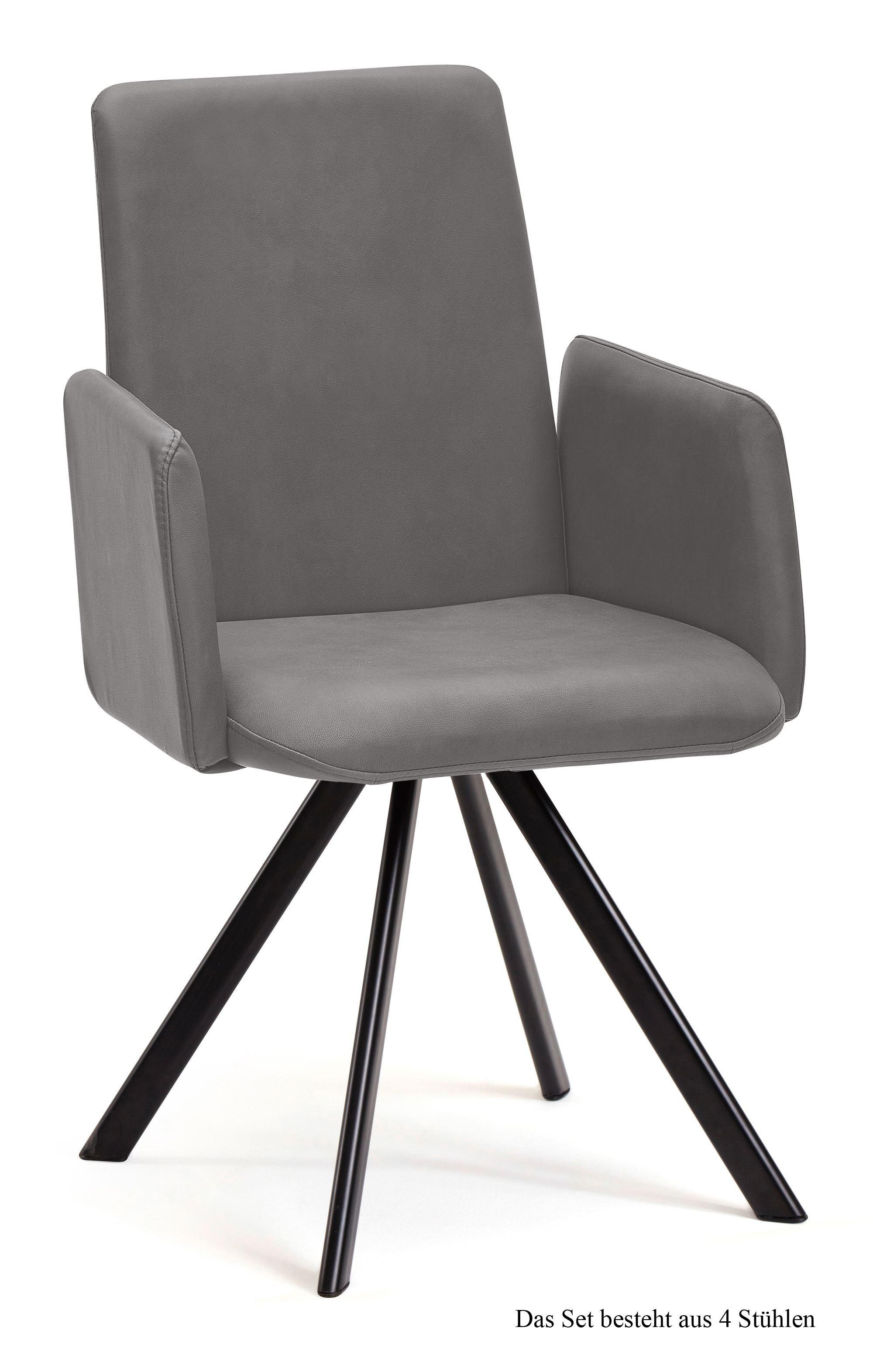 ARMLEHNSTUHL drehbar (4er-Set) Denys 52x92x60 Schwarz/Grau - Schwarz/Grau, Kunststoff (60/92/52cm) - 58aufmkessel