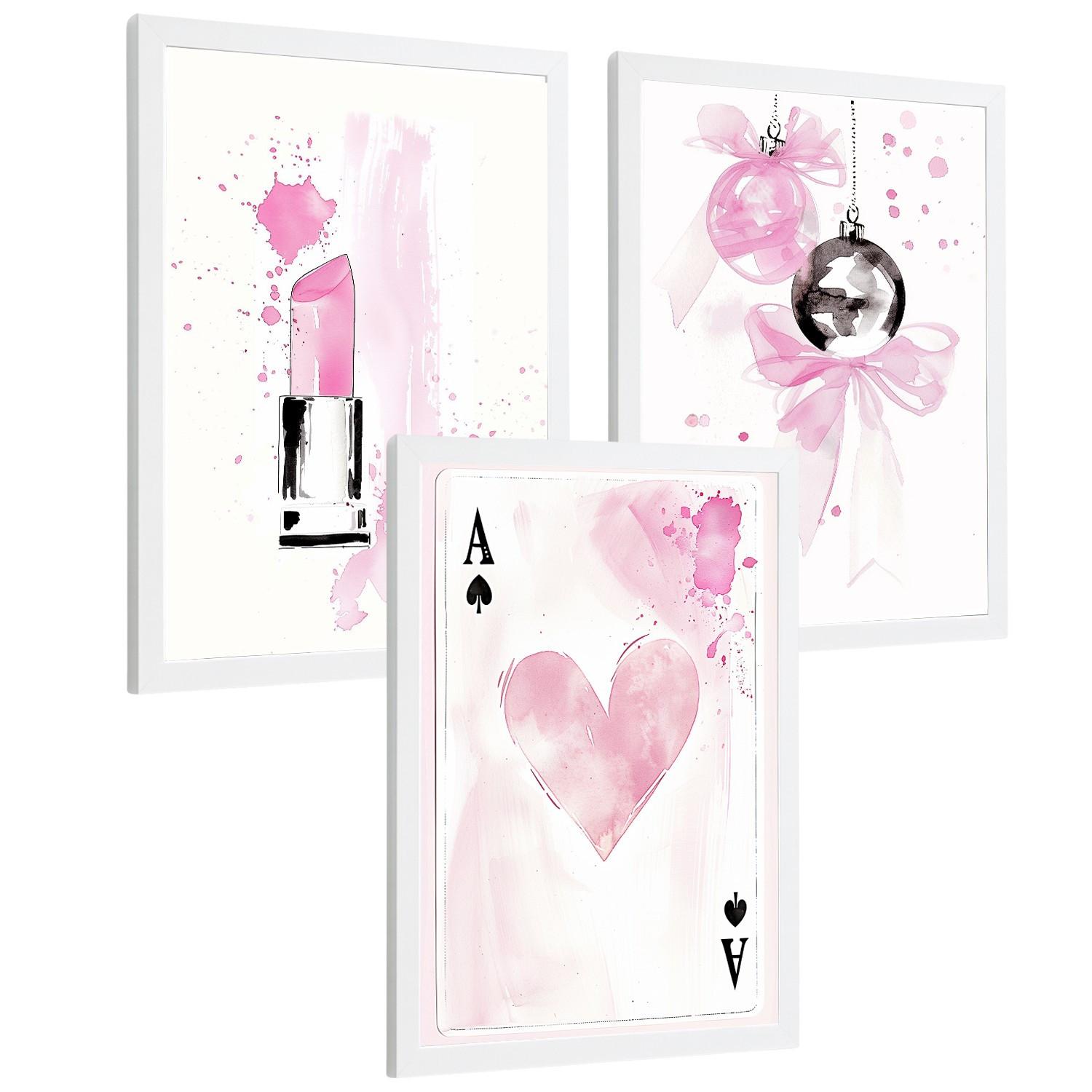 POSTER 3er Kunstdruck-Set Wandbilder Teen Style modern Wohnzimmer Deko, Schlafzimmer, Küche, Badezimmer Rahmenlos A4 - Weiß, Papier (29.7/1/21cm) - Nacnic