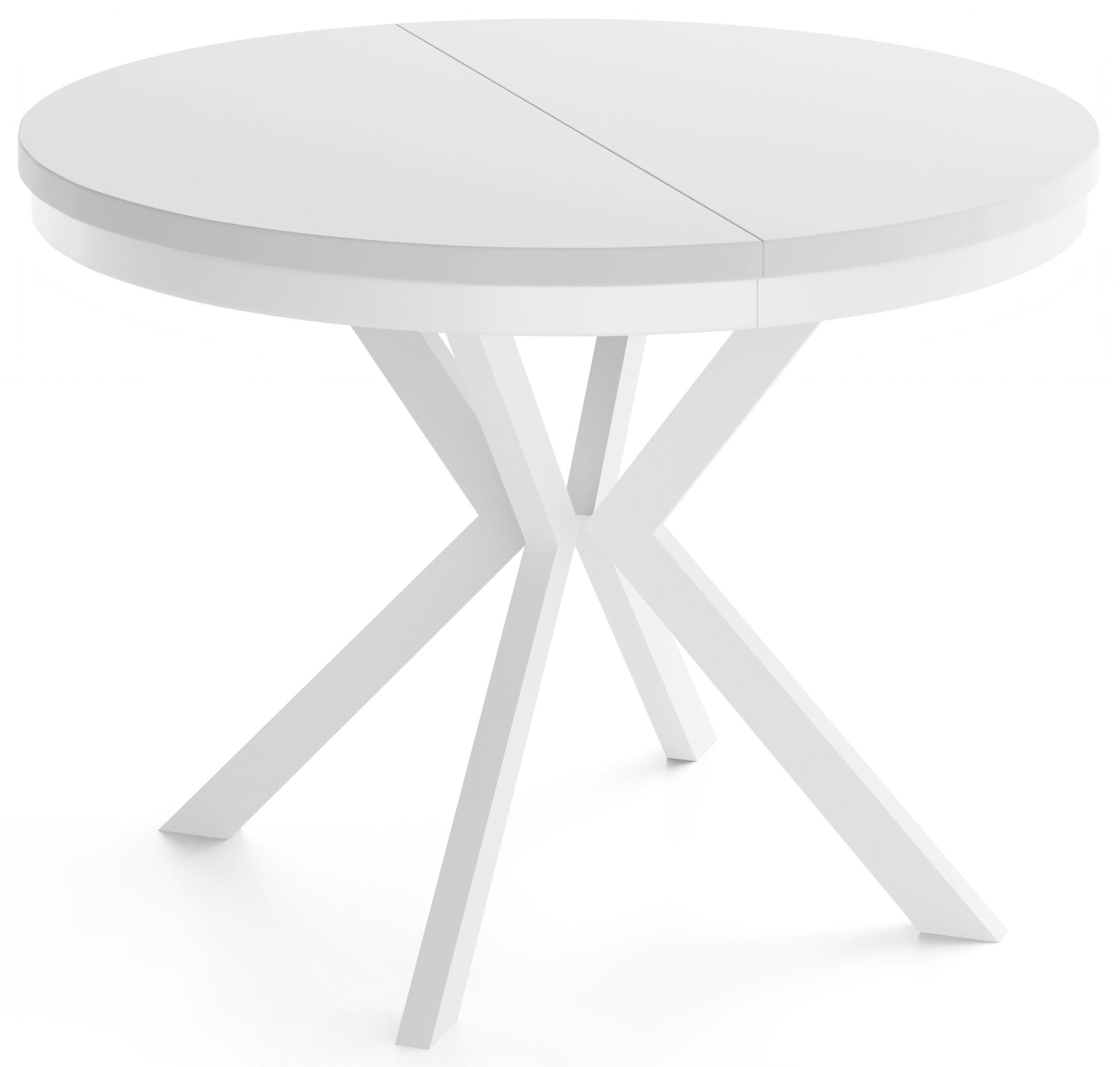 ESSTISCH Cloud runder ausziehbarer, Weiß 120-200/120/76 cm - Weiß, Holzwerkstoff/Metall (120/200/76cm) - WFL GROUP
