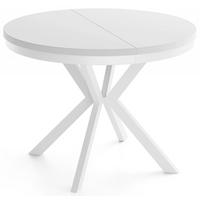 ESSTISCH Cloud runder ausziehbarer, Weiß 120-200/120/76 cm - Weiß, Holzwerkstoff/Metall (120/200/76cm) - WFL GROUP