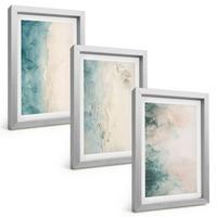 BILDER SET 3er Set - 20x30 cm Silberner Rahmen - Minimalismus auf Aquarellleinwand - Silberfarben, Kunststoff (20/30cm) - TULUP
