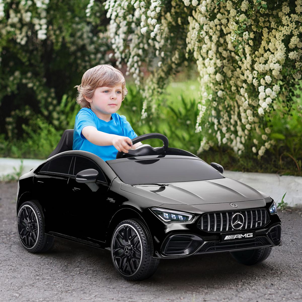 KINDER Elektroauto 12V Kinderauto mit Fernbedienung, Musik, bis 5 km/h Schwarz - Schwarz, Metall (110/61/45cm) - AIYAPLAY