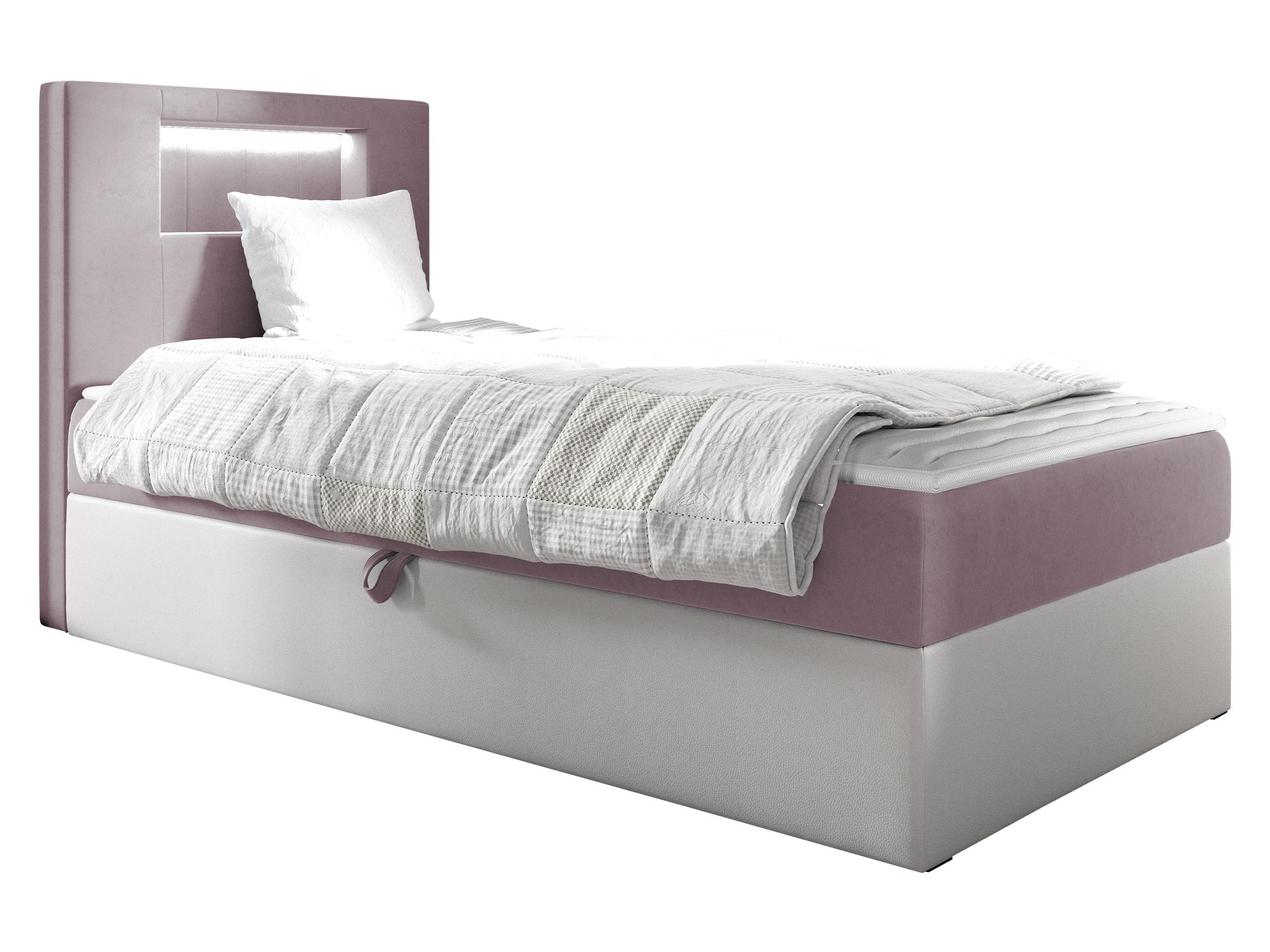 BOXBETT Gold Junior 1, Seite zum Öffnen des Bettkastens: Links - H3 - Weiß/Rosa, Holz (90/200cm) - MIRJAN24