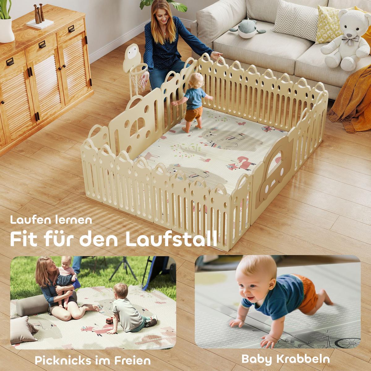KRABBELMATTE faltbar Doppelseitige Mehrfarbig 200/150/1,5 cm - Multicolor, Kunststoff (150/200cm) - AIYAPLAY
