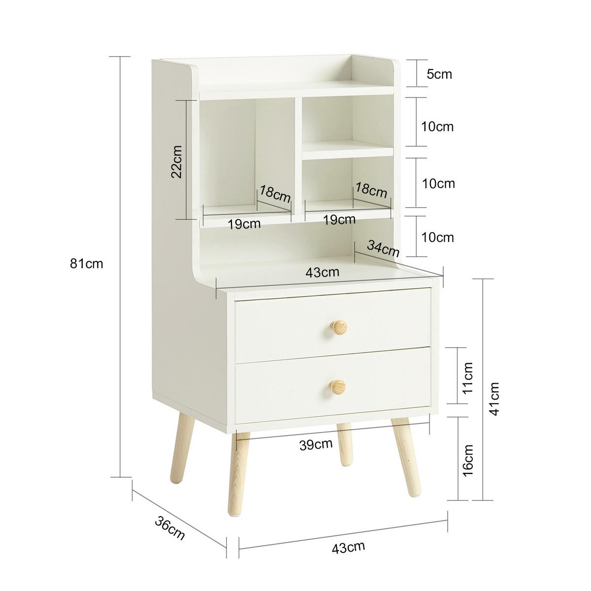NACHTTISCH Weiß - Weiß, Holzwerkstoff (43/81/36cm) - SoBuy