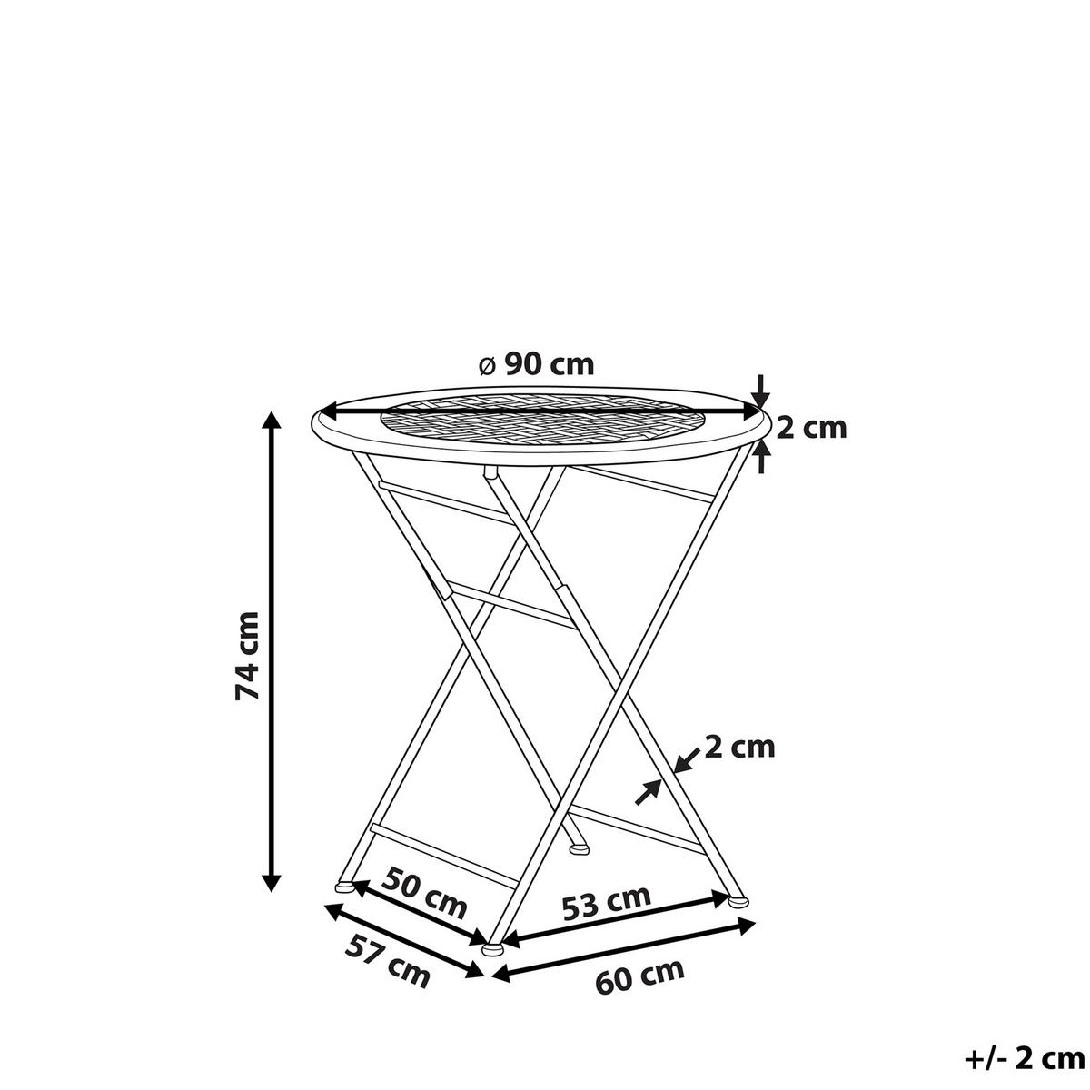GARTENTISCH cm Metall Cremeweiß Bivio - Weiß, Metall (90/90/74cm) - Beliani