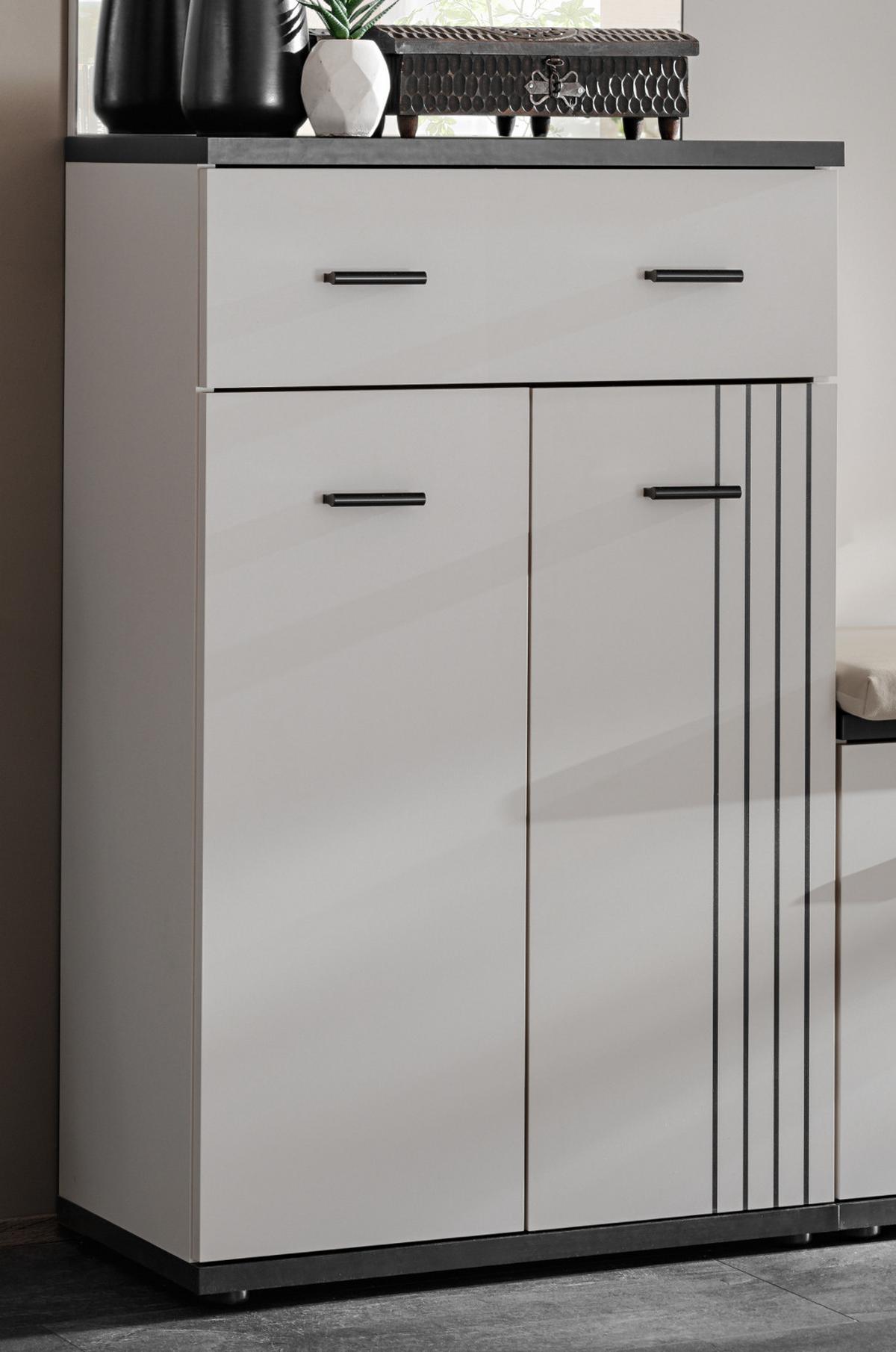 FLURKOMMODE Kaschmir, schwarz 60 x 96 cm, Flurschrank mit Streifenmuster - Kaschmir/Schwarz, Holzwerkstoff/Kunststoff (60/96/32cm) - Inn.Furn
