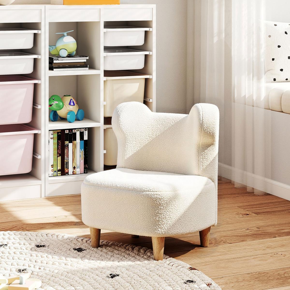 KINDERSESSEL Teddyfleece-Optik Bärenform Beige - Beige/Naturfarben, Holz/Holzwerkstoff (43/53/47cm) - AIYAPLAY