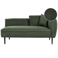 CHAISELONGUE Bouclé dunkelgrün rechtsseitig Chevannes - Schwarz/Grün, Textil (138/74/77cm) - Beliani