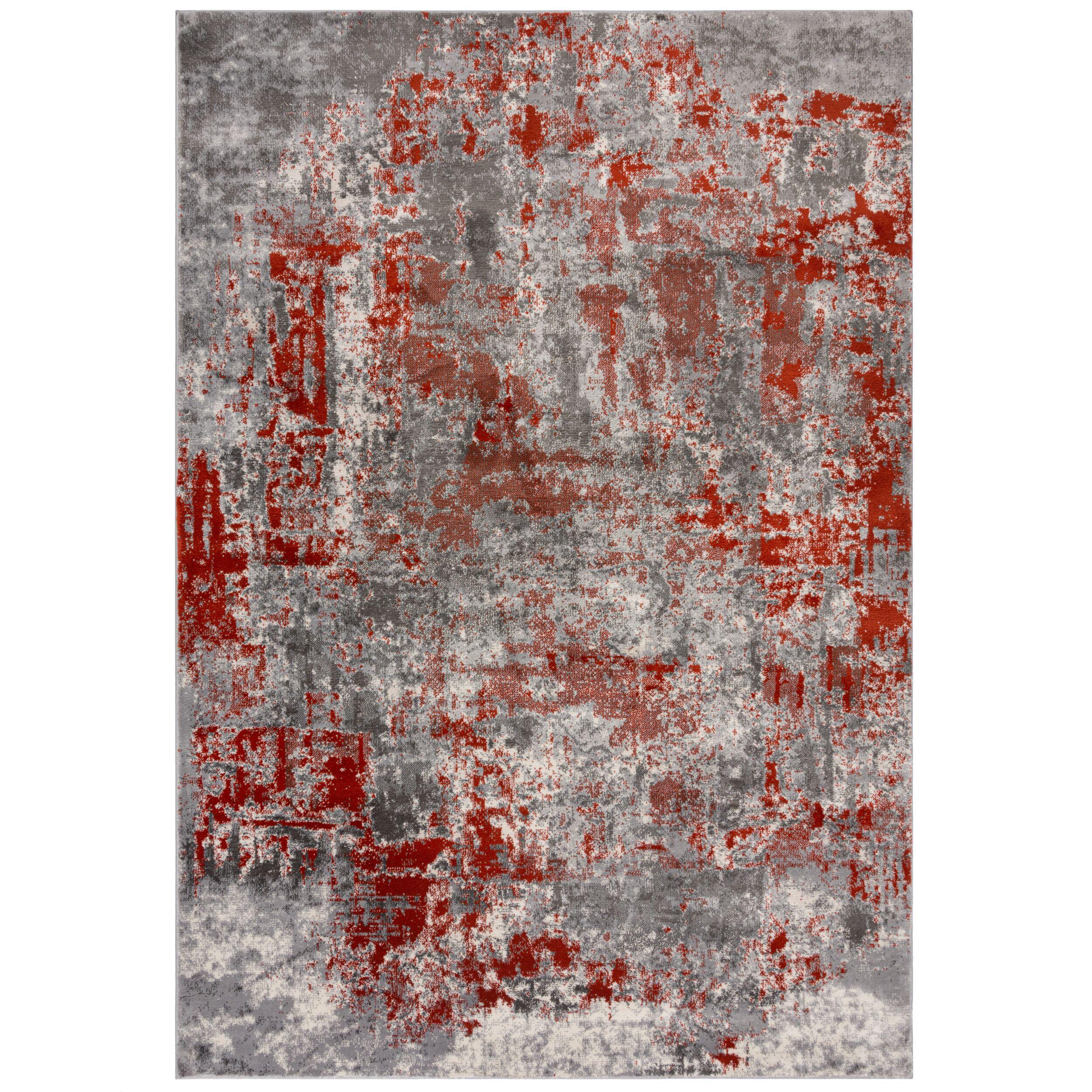 TEPPICH DEE, abstrakt, Rot-Grau, 80 x 150 cm - Rot, Textil (80/150cm) - KADIMA DESIGN