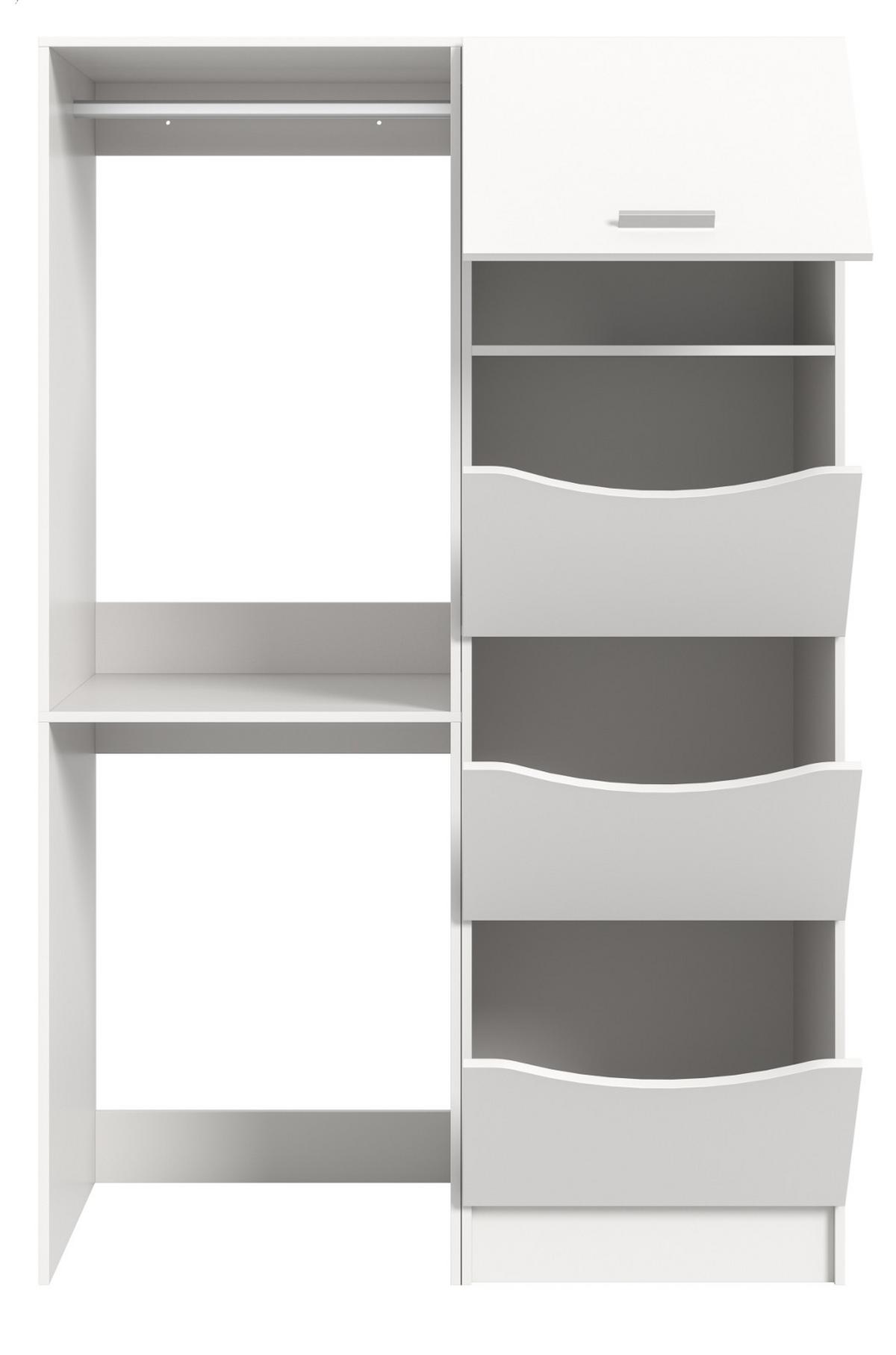 WASCHMASCHINENSCHRANK weiß Set 2-teilig 126 cm, Waschmaschinenumbau mit viel Stauraum - Silberfarben/Weiß, Glas/Holzwerkstoff (126/196/68cm) - Inn.Furn