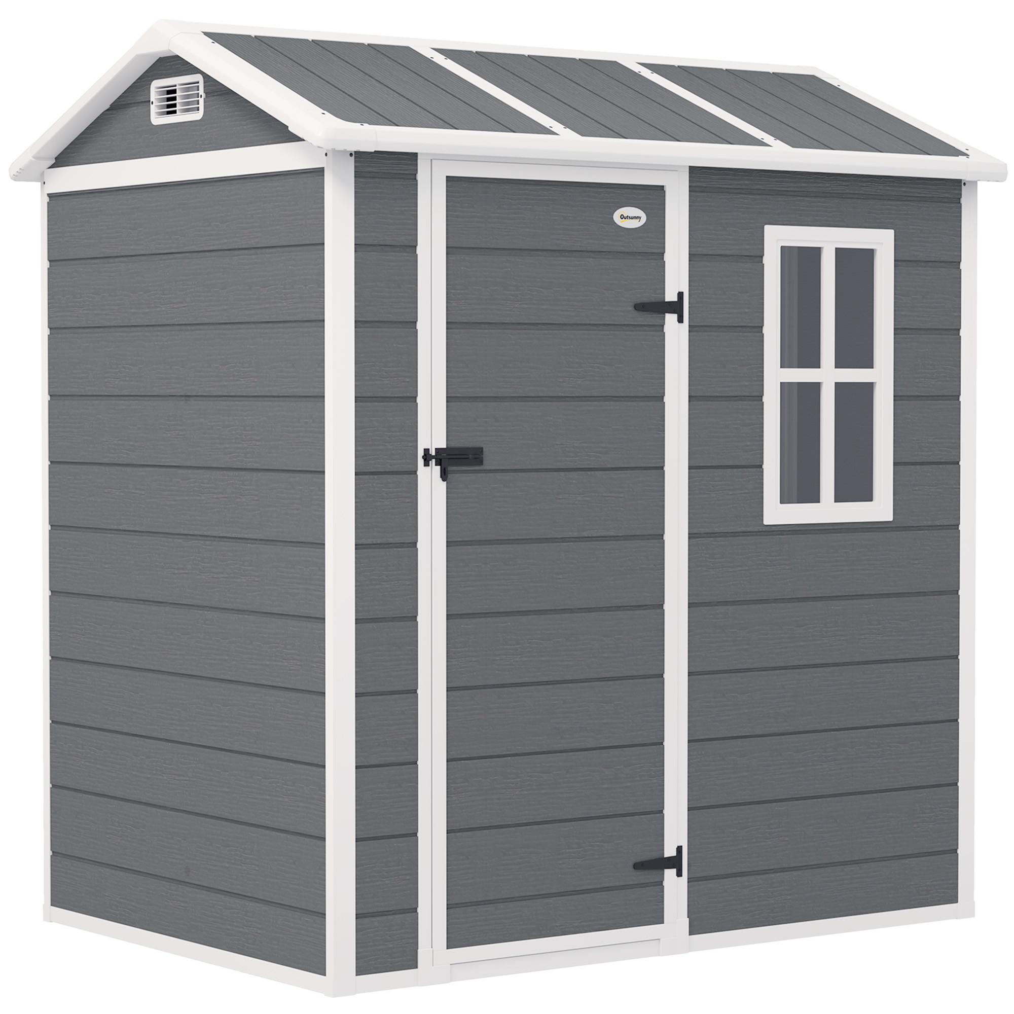 GERÄTEHAUS Kunststoff 2,1m² 186 x 130 x 199cm Geräteschuppen mit Satteldach - Grau, Kunststoff (130/199/186cm) - Outsunny