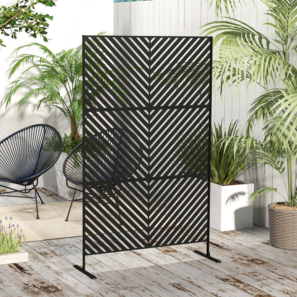 GARTENSICHTSCHUTZ, Stahl, Schwarz - Schwarz, Metall (45/198cm) - Outsunny