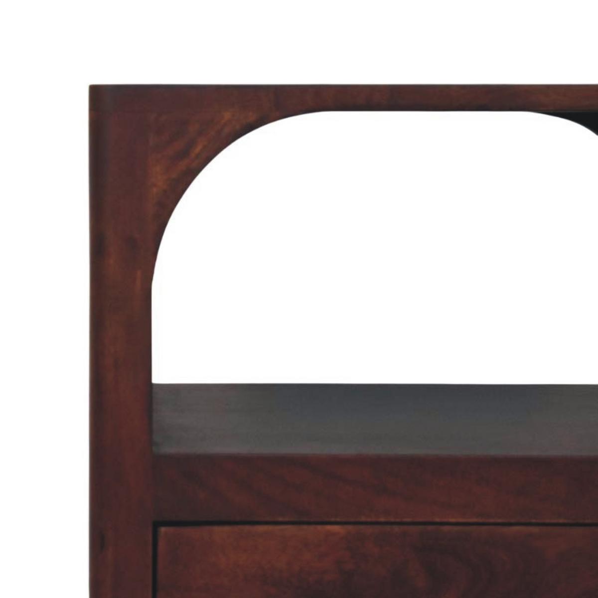 NACHTTISCH mit Wine-Wood-Oak-Finish, 1 Schublade, 1 offene Ablage, dunkelbraun. - Dunkelbraun, Holz/Metall (45/55/35cm) - Artisan Furniture