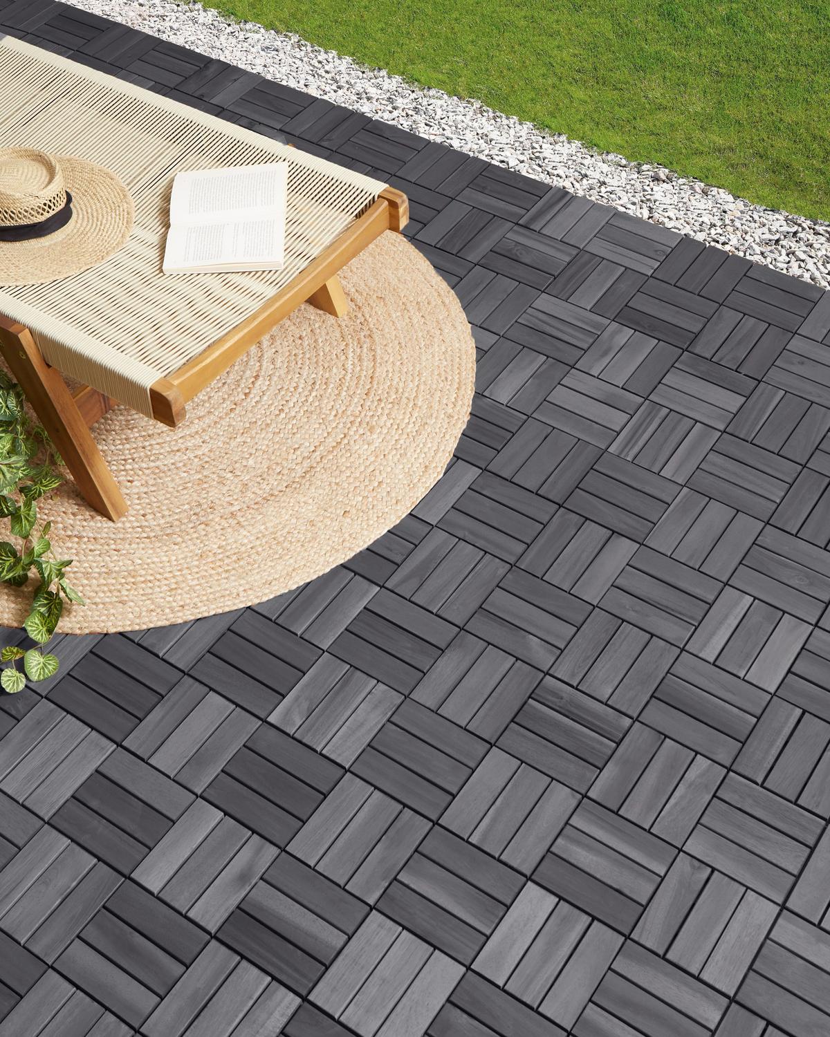 TERRASSENFLIESEN Grau Acerenza - Grau, Holz (30/30cm) - Beliani