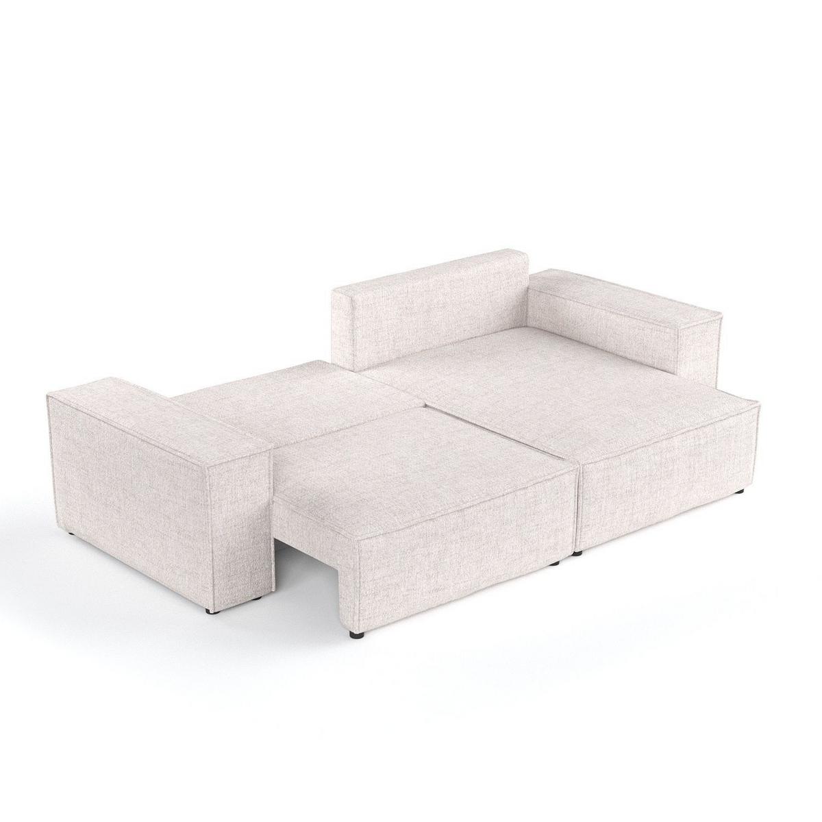 ECKSOFA SENSO mit Schlaffunktion Hellbeige im Neve Stoff - Sandfarben/Schwarz, Holz/Holzwerkstoff (255/148cm) - AltaBeds