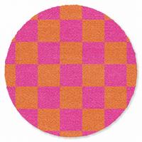 FUSSMATTE Schachbrettmuster - Orange - Rosa - Blöcke Schmutzfangmatte 90x90 cm - Pink, Kunststoff (90/0.4cm) - MuchoWow
