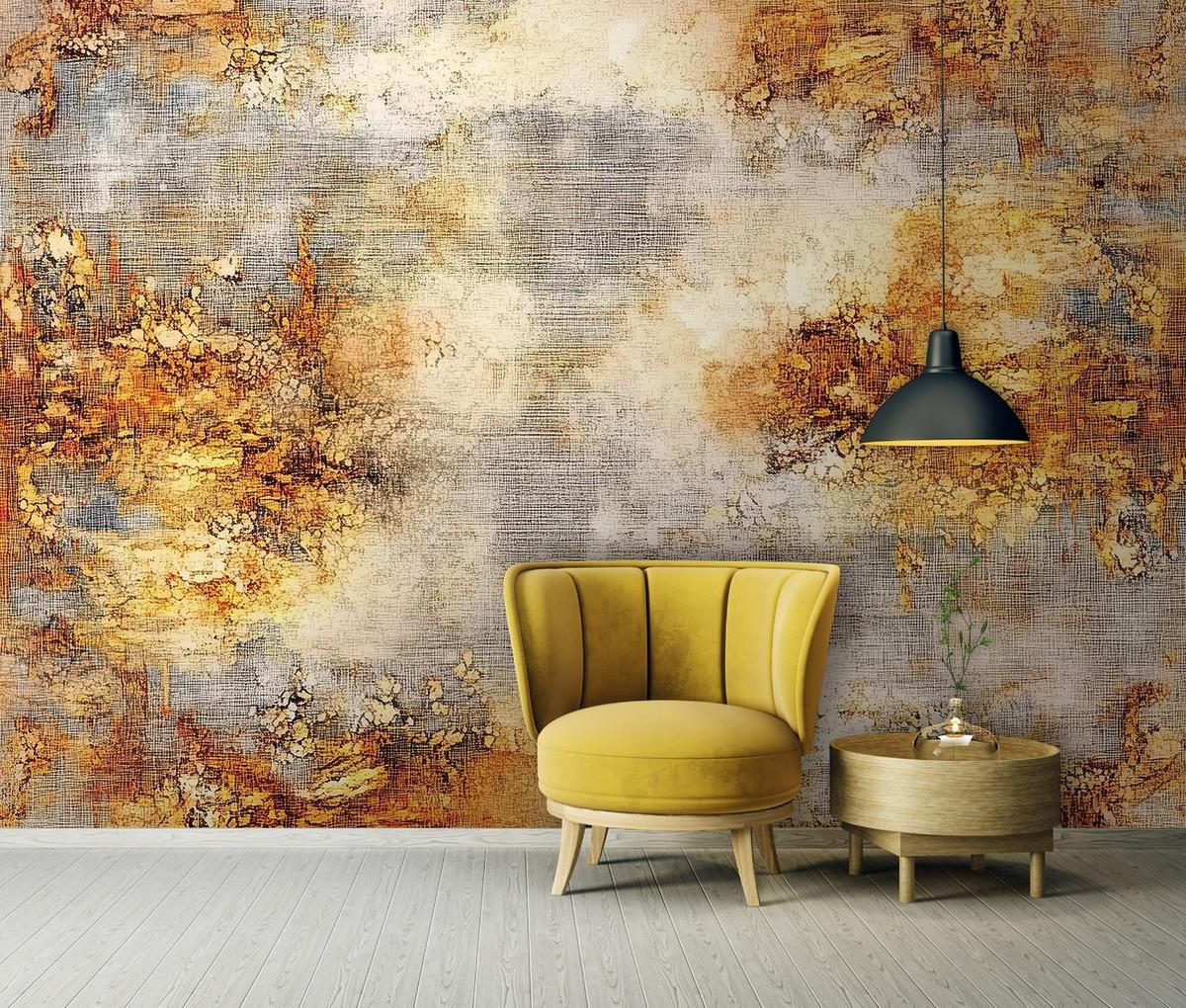 FOTOTAPETE Abstrakt Gold Vlies Tapete Wohnzimmer 150x105 - Multicolor, Papier (150/105cm) - Wallarena
