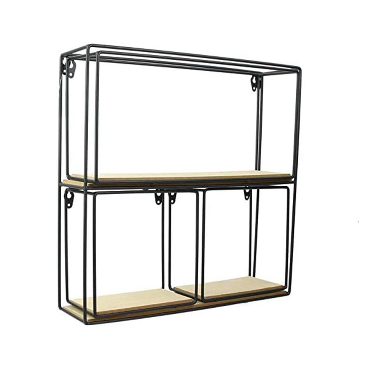 REGALE 4-teilig Holz und Metall - H38 cm - Schwarz, Metall (10/38/41cm) - Calicosy