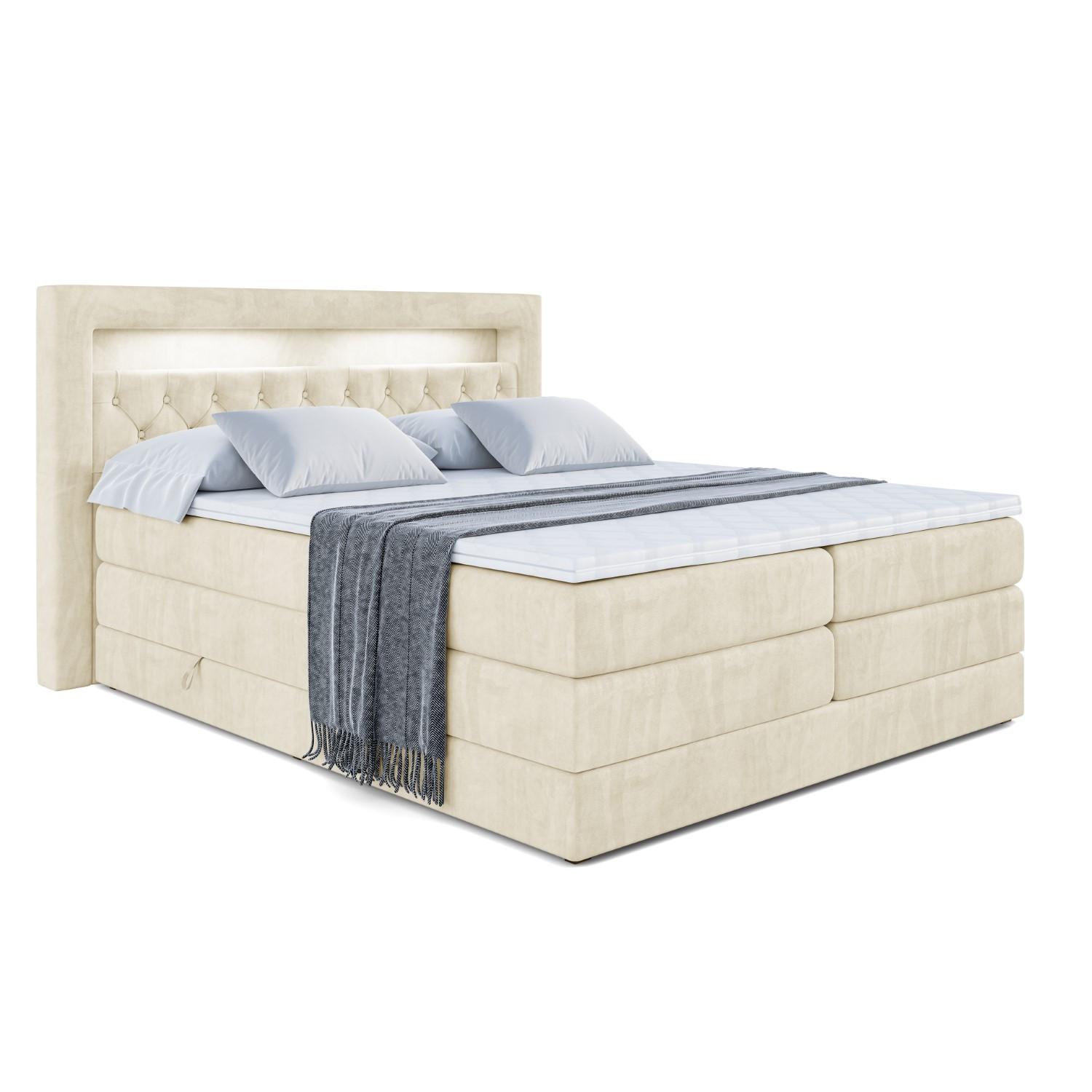 BOXSPRINGBETT NOEL GOLD KING - 120x200 - H3/H4 - Beige - Beige, Holzwerkstoff (120/200cm) - ALTDECOR