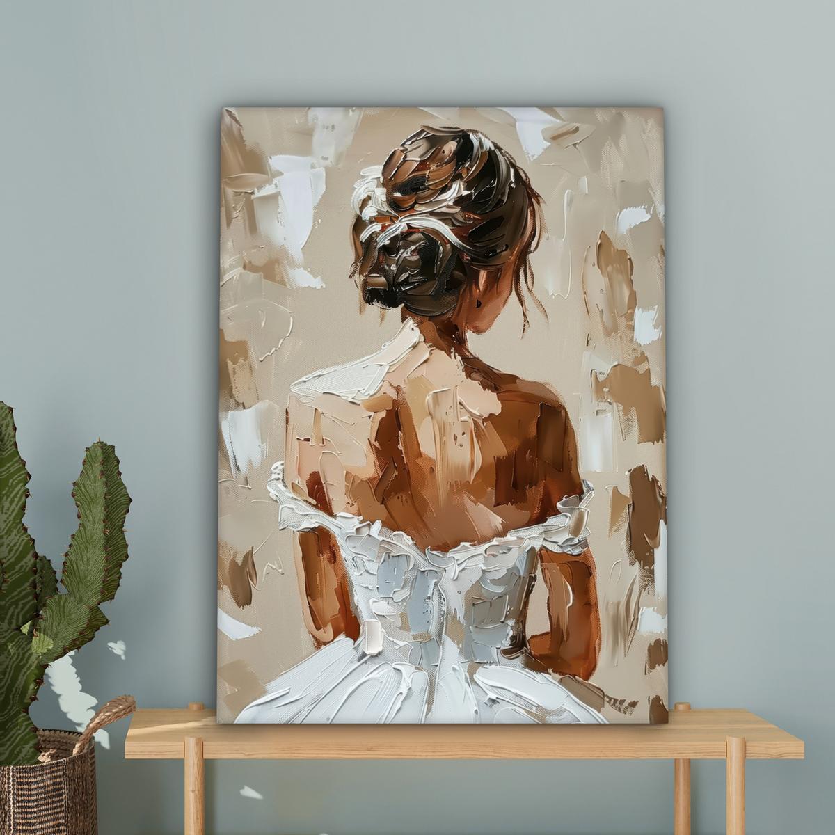 LEINWANDBILD Frau - Farbe - Abstrakt - Beige - Modern Wandbild Wohnzimmer 60x80 cm - Sandfarben, Textil (60/80cm) - MuchoWow