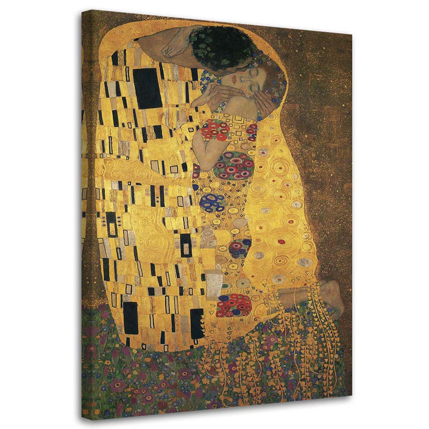 LEINWANDBILD Der Kuss - G. Klimt Reproduktion 70x100cm - Gelb, Textil (70/100cm) - Feeby