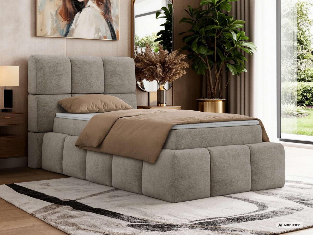 BOXBETT NIRA 90/200 - Greige Stukture - Topper T25 - H3 - Greige/Schwarz, Kunststoff/Textil (90/200cm) - MKS