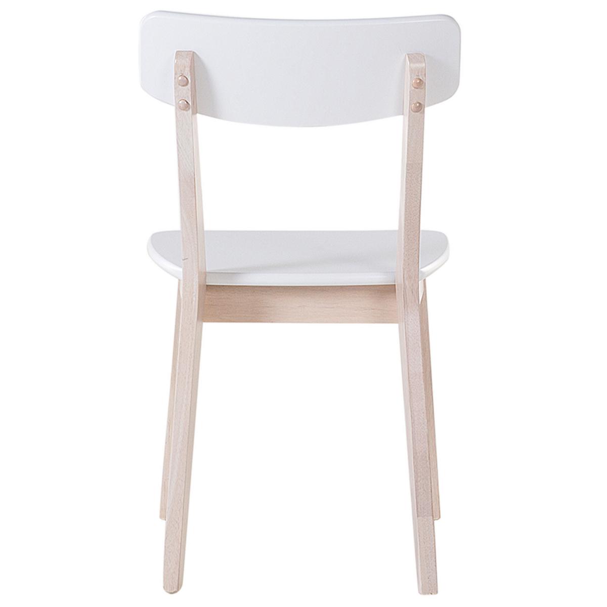 ESSZIMMERSTUHL 2er-Set Gummibaumholz Hellbraun/Weiß Santos - Weiß, Holz/Holzwerkstoff (44/76/49cm) - Beliani